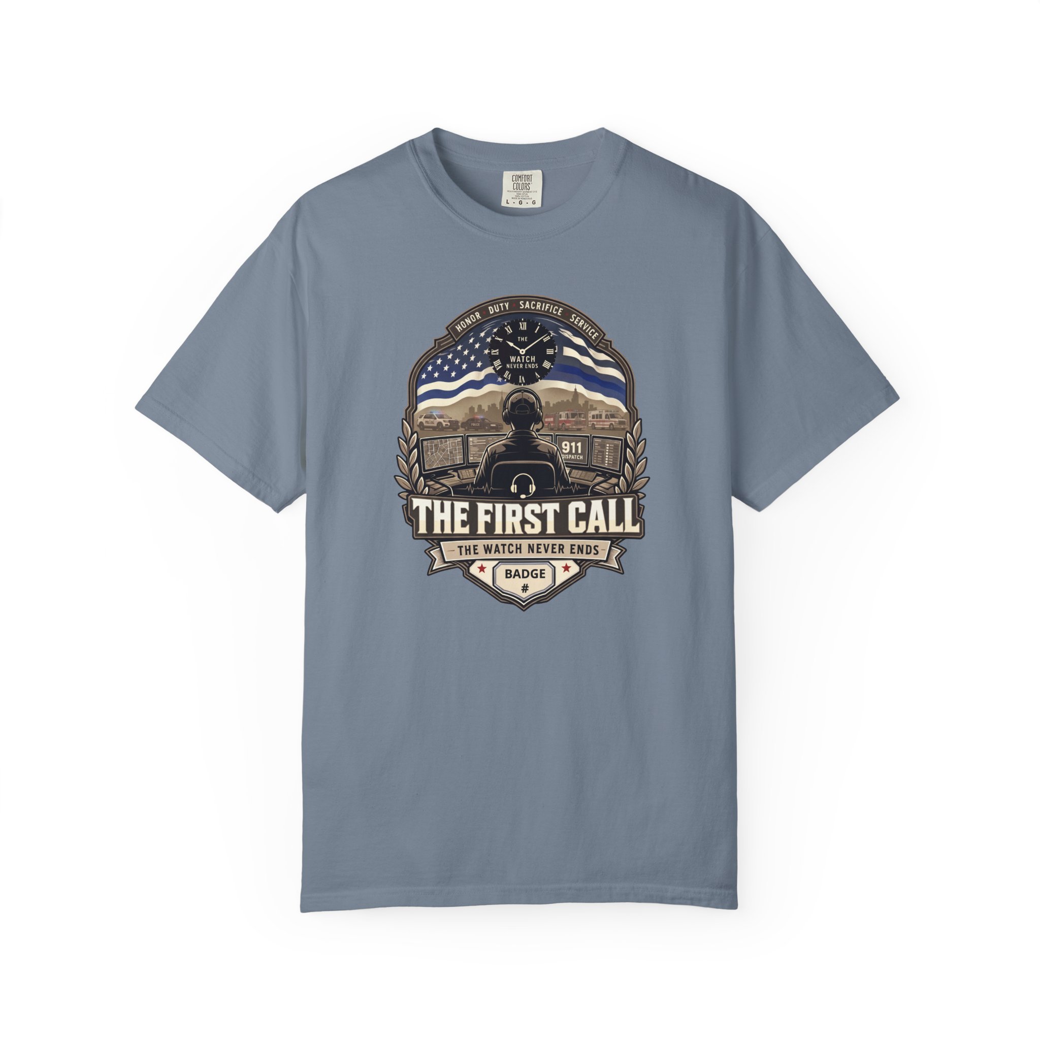The First Call Dispatcher Badge shirt | Thin Blue Line American Flag design 7 The First Call Dispatcher Badge shirt | Thin Blue Line American Flag design - Image 7