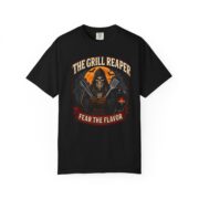 The Grill Reaper Fear the Flavor T-shirt | BBQ Skeleton Cooking Tee - Image 4