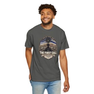 The First Call Dispatcher Badge shirt | Thin Blue Line American Flag design