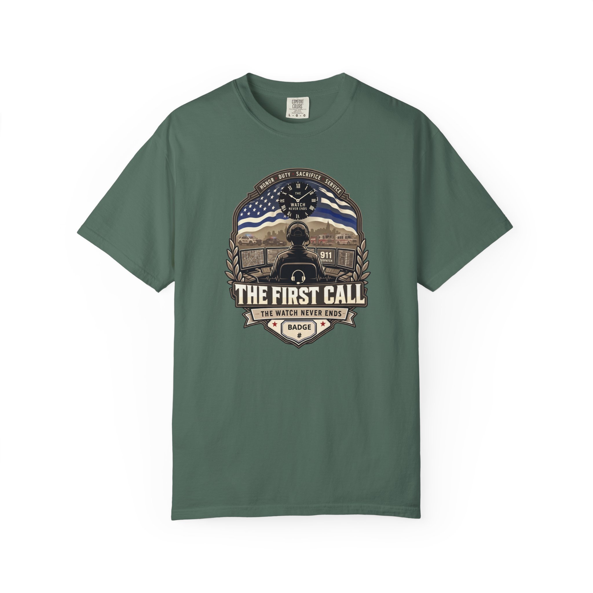 The First Call Dispatcher Badge shirt | Thin Blue Line American Flag design 5 The First Call Dispatcher Badge shirt | Thin Blue Line American Flag design - Image 5
