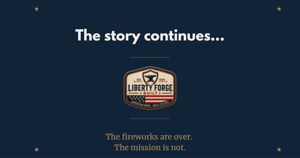 The Road to 250 Has Begun 1 Clean Liberty Forge Built heritage graphic with a road to America 250 theme and Forged in Freedom brand mark.