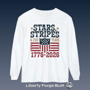 Stars and Stripes 1776-2026 American flag long-sleeve shirt