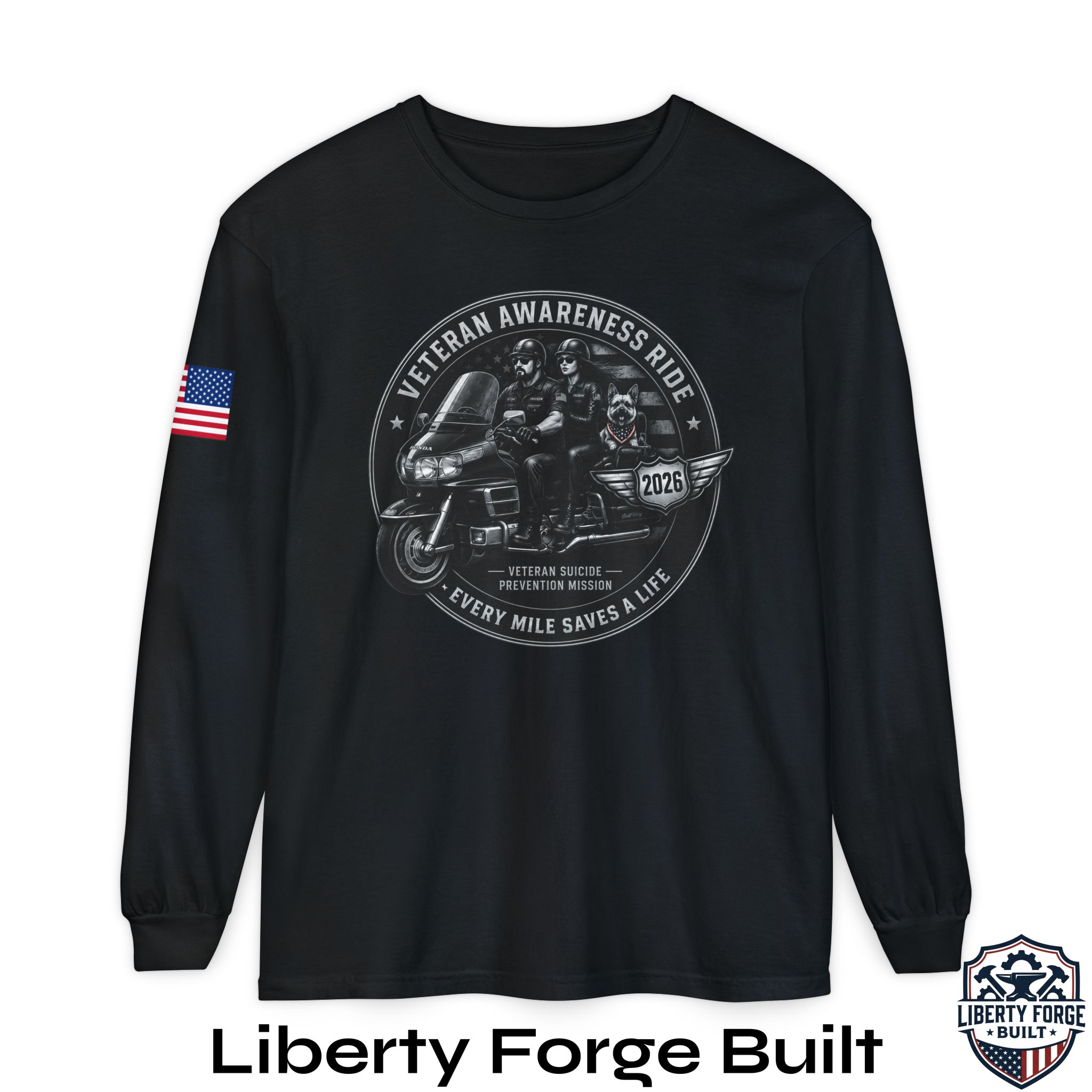 15244119165929700078_2048_custom.jpeg Veteran Awareness Ride Long Sleeve Tee - Image 1