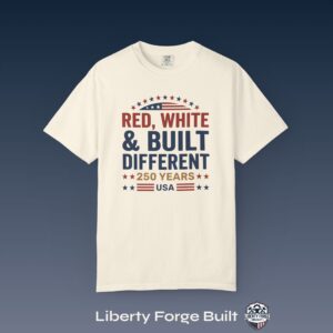 Red White and Built Different T-Shirt, USA 250 Years Patriotic Tee, Comfort Colors