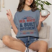 Red White and Built Different T-Shirt, USA 250 Years Patriotic Tee, Comfort Colors
