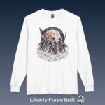 Freedom Never Dies Revolutionary soldiers flag and moon long-sleeve shirt