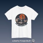 Old North Church steeple beneath an orange moon T-shirt