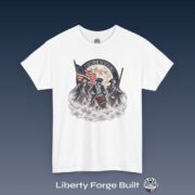 Freedom Never Dies Revolutionary soldiers and American flag T-shirt
