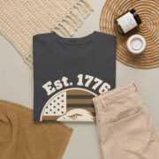 Est. 1776 Shirt, Bald Eagle Flag Badge T-Shirt, 1776 Tee for Men, Patriotic Dad Gift, 4th of July Shirt - Image 8