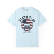 Fire Department Shirt, Custom Station Number and Year Tee, Fire Engine Flag Badge, Firehouse Crew Gift for Him