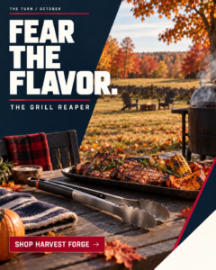 Fear the Flavor, Not the Forecast 4 October ad: FEAR THE FLAVOR. Seasonal scene with a clear call to action.